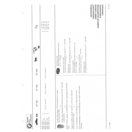 Bmw Arbre Cardan De Rechange Org 1800 2000 A Ca Re Serie 2