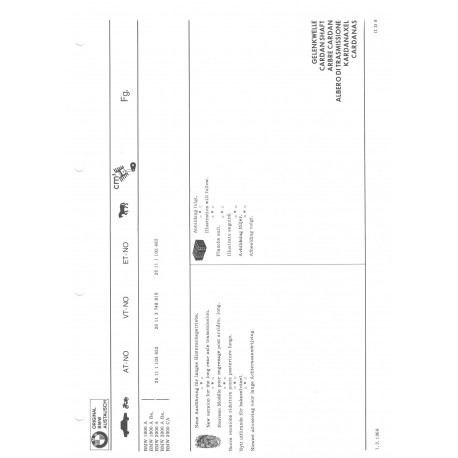 Bmw Arbre Cardan De Rechange Org 1800 2000 A Ca Re