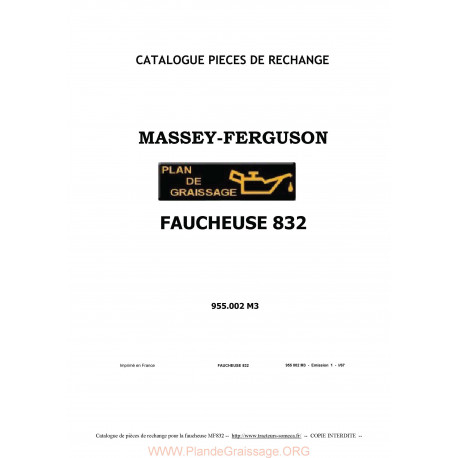 Massey Ferguson Mf 832 Faucheuse Pieces