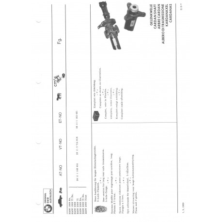 Bmw Arbre Cardan De Rechange Org 1800 2000 Re Ti Tilux
