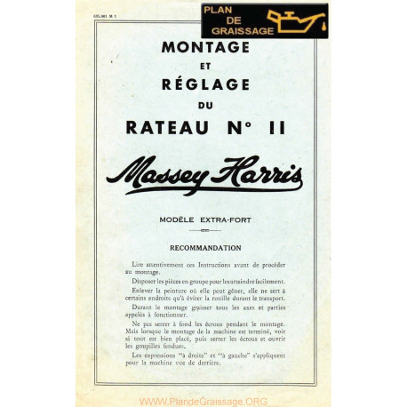 Massey Harris Reglage Rateau 11