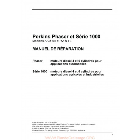 Perkins 1000 Aa Ah Ya Ye Moteur