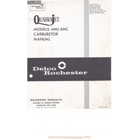 Delco Rochester 4mv 4mc Quadrajet Manual 1965