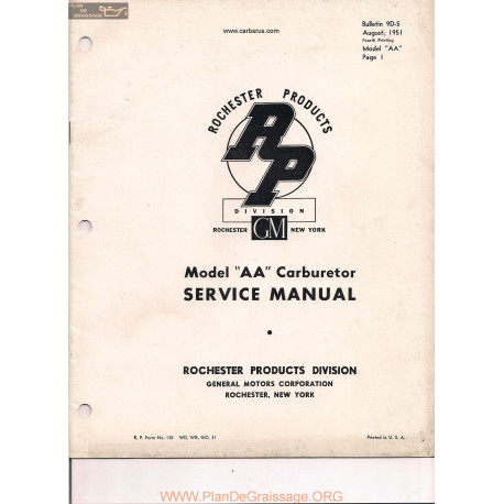 Delco Rochester Aa D 5 1951 Manual