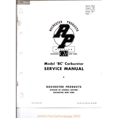 Delco Rochester Bc D 8 1951 Manual
