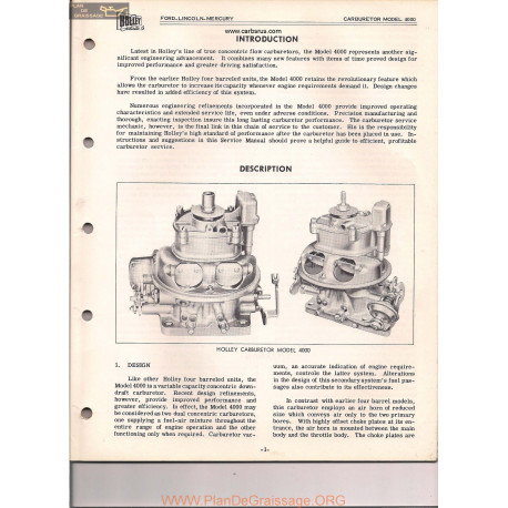 Holley 4000 Carburetor Ford Lincoln Mercury