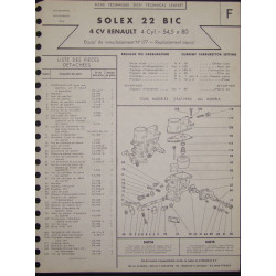 Solex 22 Bic Renault 4cv 1962 2103b