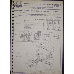 Solex 22 Icbt Renault 4cv R1060 R1062 2105e F