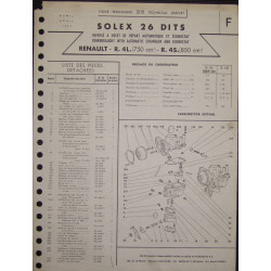 Solex 26 Dits Renault R4 L S 2115 F