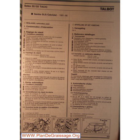 Solex 32 35 Tacic Talbot Samba Gls Cabriolet 1981 1986 Carburator