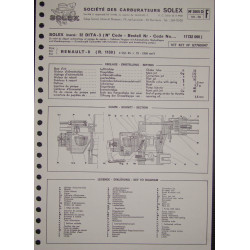 Solex 32 Dita 3 Renault 8 R1130 3605d F