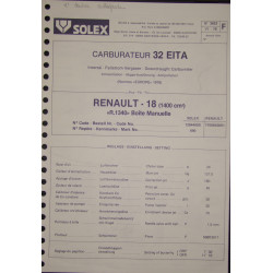 Solex 32 Eita Renault 18 1400 R1340 3652 F