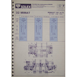 Solex 32 Mimat Renault 16 L Tl 3675 F