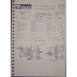 Solex 32 Seia Renault 12 R1170 R1171 R1330 3641b F