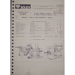 Solex 32 Seia Renault 5 Gtl R1225 3642b F