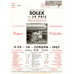Solex 34 Pbic Citroen 11cv 1957