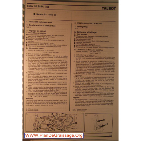 Solex 35 Bisa Talbot Samba S 1982 1986 Carburator