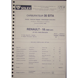 Solex 35 Eita Renault 18 1600 R1341 3653 F