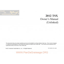Acura 2012 Tsx User Manual