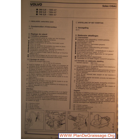 Solex Cisac Volvo 360 240 740 2000 1984 1987 Carburator