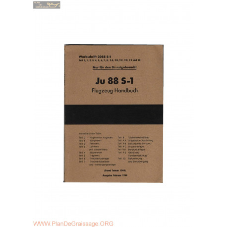 Flugzeug Handbuch Ju 88 S 1 1944