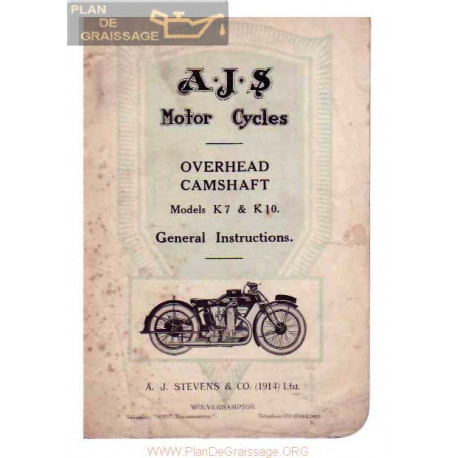 Ajs 1928 K7 K10 Ohc Manual De Intretinere