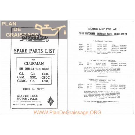 Ajs 1938 Ohv Models Parts List