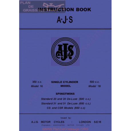 Ajs 1962 16 18 20 31 31cs 31csr Manual De Intretinere