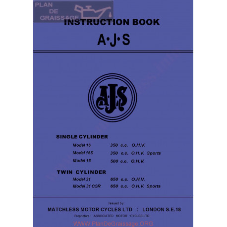 Ajs 1963 16 16s 18 31 31csr Manual De Intretinere