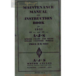 Ajs 350 500 Cc 1951 Singles Instruction Manual