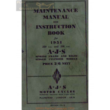 Ajs 350 500 Cc 1951 Singles Instruction Manual