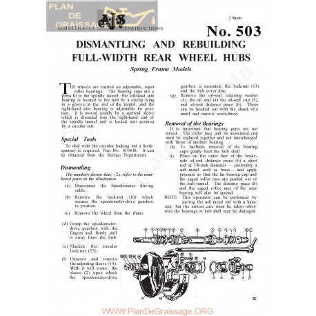 Ajs Service Sheet 503 Dismantling And Rebuilding Full Width Spring Frame Rear Wheel Hubs