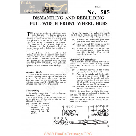 Ajs Service Sheet 505 Dismantling And Rebuilding Full Width Front Wheel Hubs