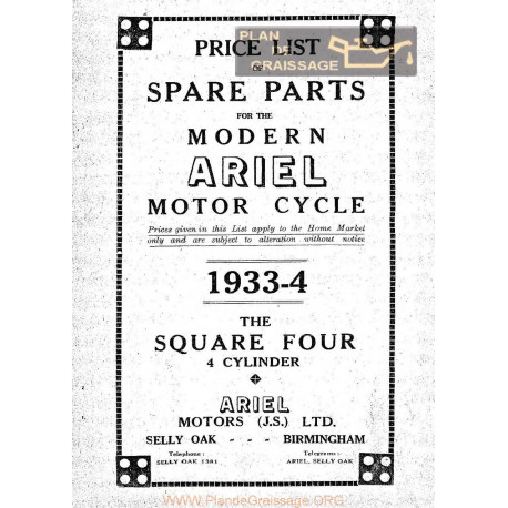Ariel Square Four Spare 1933 1934