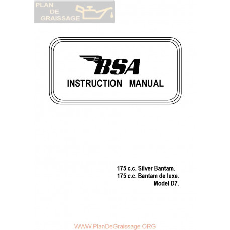 Bsa 175 D7 Bantam Silver Manual