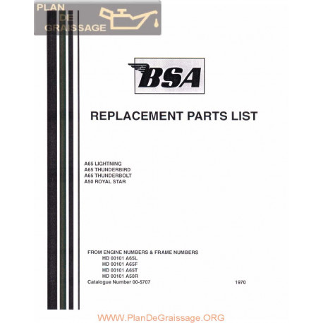 Bsa A50 A65 Parts Book 1970