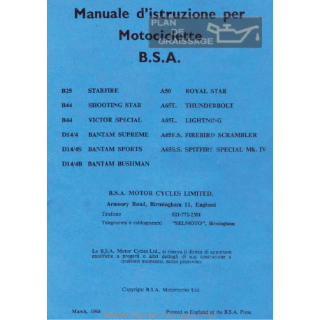 Bsa Manuale User Motociclette