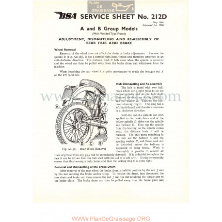 Bsa Service Sheet N 212d P1956 Cubos Y Frenos Modelos Grupo A Y B Ingles