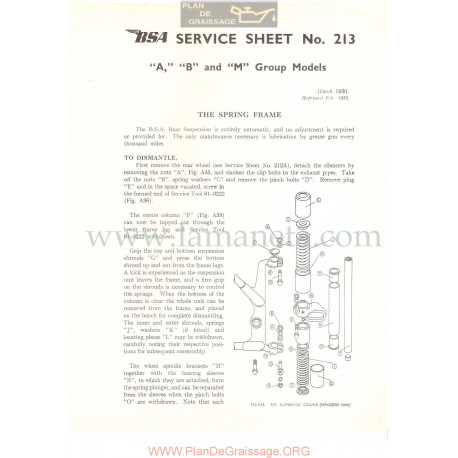 Bsa Service Sheet N 213 P1956 Suspension Trasera Modelos Grupo A B Y M Ingles