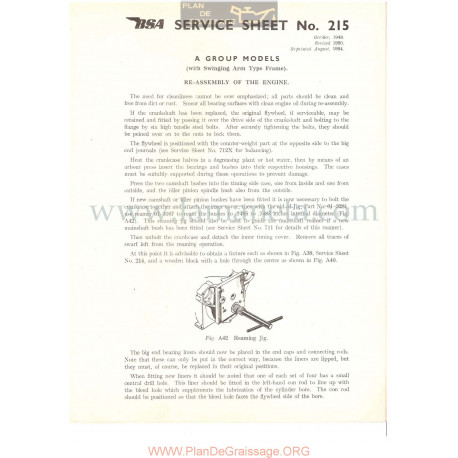 Bsa Service Sheet N 215 P1956  Brazo De Reensamblaje De Motor Basculante  Modelos Grupo A Ingles