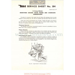 Bsa Service Sheet N 304 P1956 Desmontaje Motor Y Otros Elementos  Modelos Grupo  B Ingles
