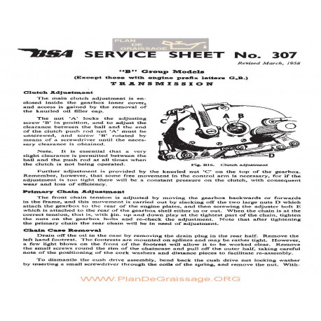 Bsa Service Sheet N 307 P1967 B Group Transmission Adjustments