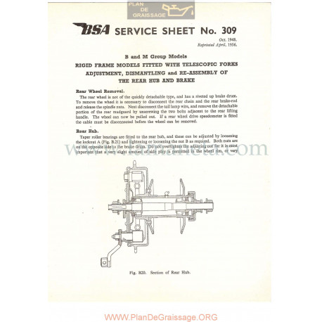 Bsa Service Sheet N 309 P1956 Desmonatje Y Montaje Carretes Y Frenos Modelos Grupo  B Y M Ingles