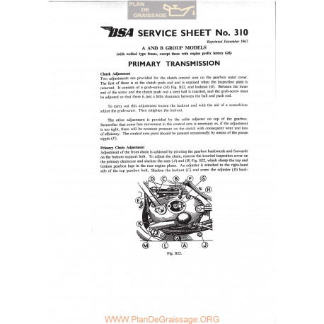 Bsa Service Sheet N 310 P1967 Primary Transmission Non Gb Late Models