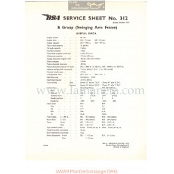 Bsa Service Sheet N 312 P1956 Datos Utiles Modelos Grupo  B Ingles