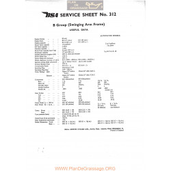 Bsa Service Sheet N 312 P1967 Swinging Arm Data