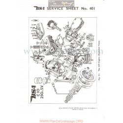 Bsa Service Sheet N 401 P1956 Despiece Motor C10 250cc Sv Ingles