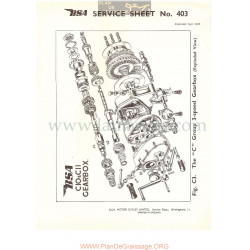 Bsa Service Sheet N 403 P1956 Despiece Caja Cambio C10 Y C11 250cc Ingles