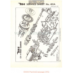 Bsa Service Sheet N 403a P1956 Despiece Caja Cambio C11 4 Marchas Ingles