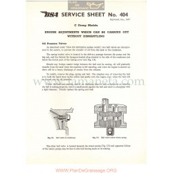 Bsa Service Sheet N 404 P1956 Ajustes De Motor Sin Desmontar Modelos Grupo C Ingles